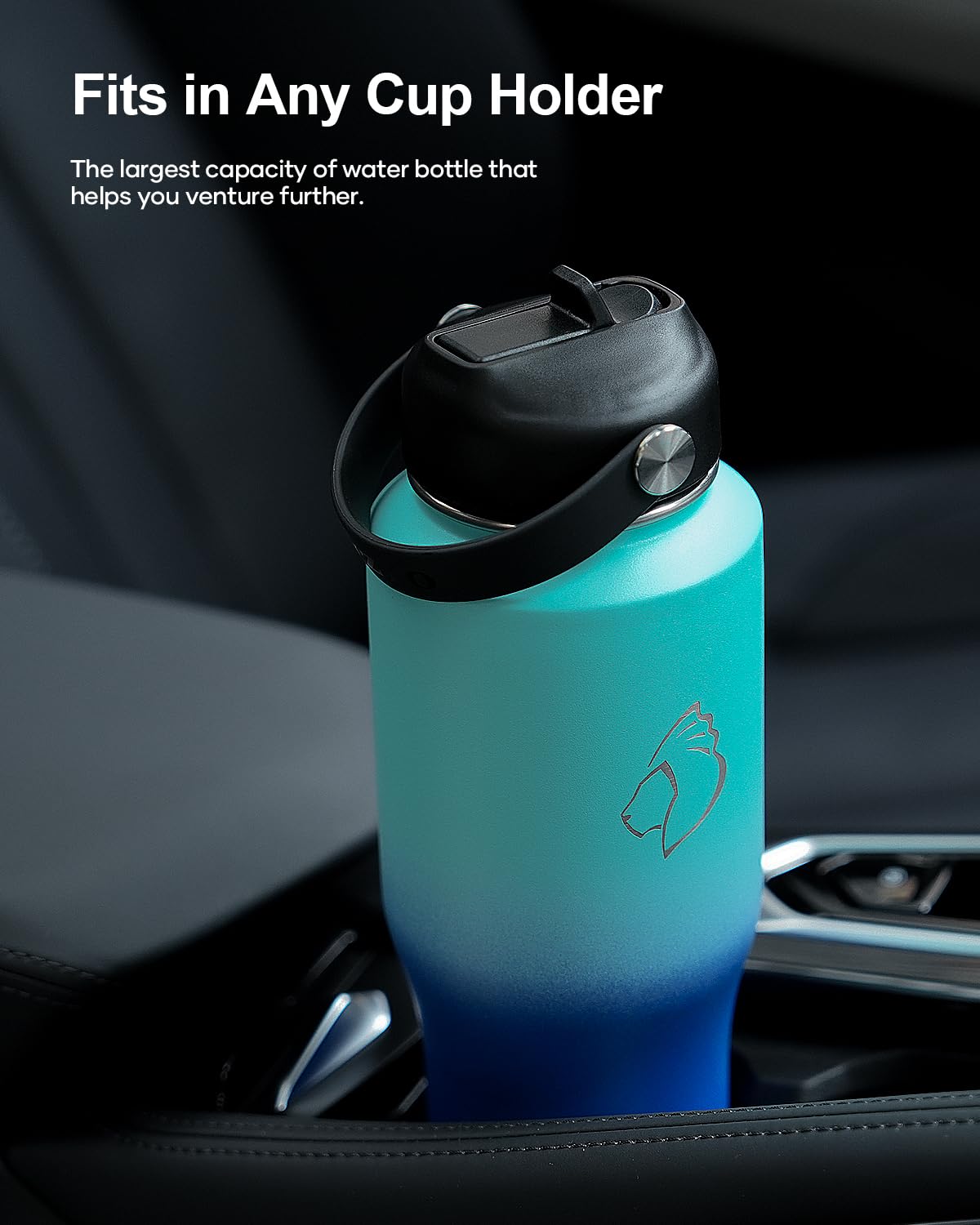 Buzio Insulated Water Bottle Fits In Cup Holder, Double Wall Vacuum Insulated Tumbler With Straw Lid, Stainless Steel Leak-Proof